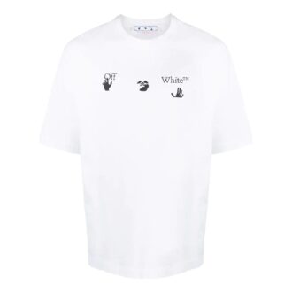 Camiseta blanca de manga corta y cuello redondo con estampado de logotipo de Off-White para hombre