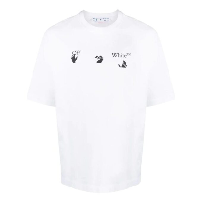 Camiseta blanca de manga corta y cuello redondo con estampado de logotipo de Off-White para hombre