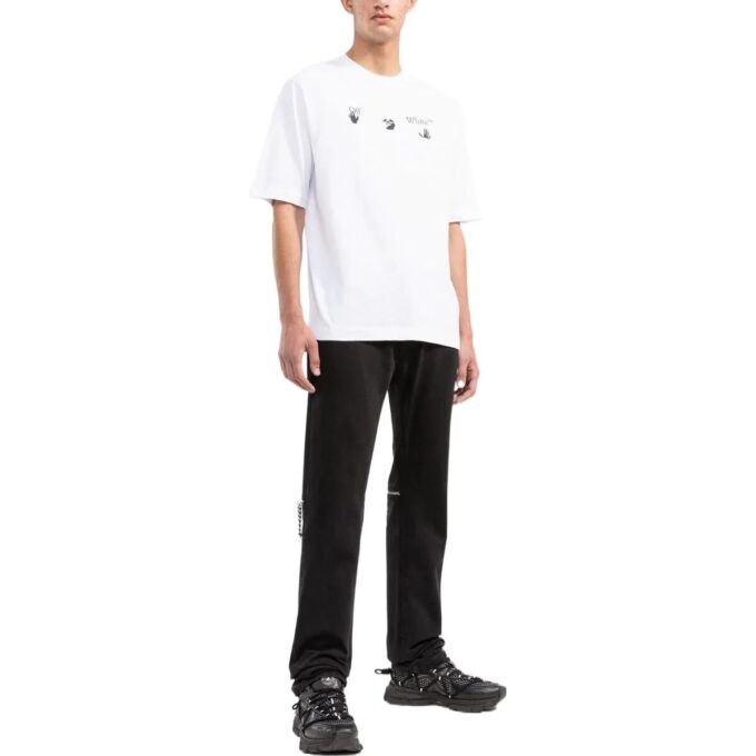 Camiseta blanca de manga corta y cuello redondo con estampado de logotipo de Off-White para hombre