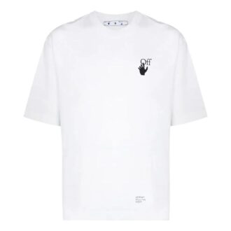Camiseta blanca de manga corta y cuello redondo con estampado del logotipo y motivo de flechas Caravaggio de Off-White para hombre, colección primavera-verano 2022