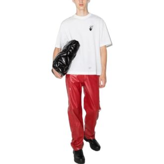 Camiseta blanca de manga corta y cuello redondo con estampado del logotipo y motivo de flechas Caravaggio de Off-White para hombre, colección primavera-verano 2022