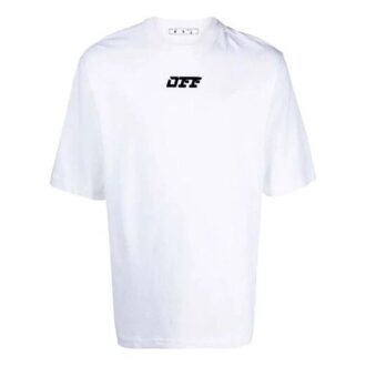 Camiseta blanca de manga corta y cuello redondo con logo Off-White para hombre, temporada FW21, corte holgado