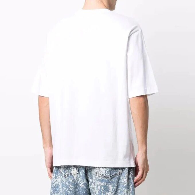 Camiseta blanca de manga corta y cuello redondo con logo Off-White para hombre, temporada FW21, corte holgado