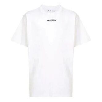 Camiseta blanca de manga corta y cuello redondo con logo y estampado de grafitis de Off-White para hombre, corte holgado