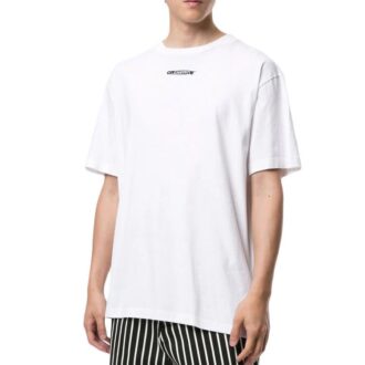 Camiseta blanca de manga corta y cuello redondo con logo y estampado de grafitis de Off-White para hombre, corte holgado