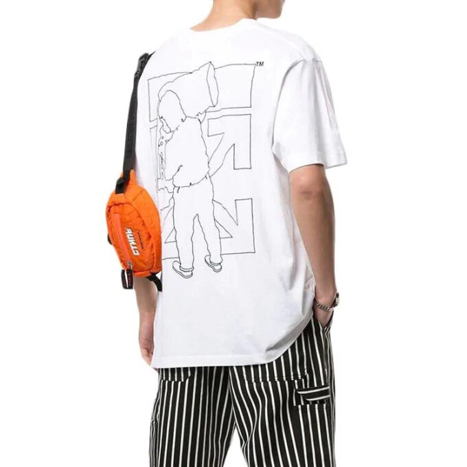 Camiseta blanca de manga corta y cuello redondo con logo y estampado de grafitis de Off-White para hombre, corte holgado