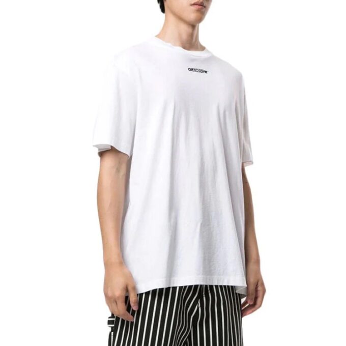 Camiseta blanca de manga corta y cuello redondo con logo y estampado de grafitis de Off-White para hombre, corte holgado