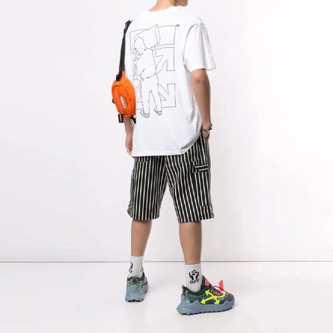 Camiseta blanca de manga corta y cuello redondo con logo y estampado de grafitis de Off-White para hombre, corte holgado