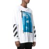 Camiseta blanca de manga larga con cuello redondo y corte holgado con estampado de la Mona Lisa de Off-White para hombre