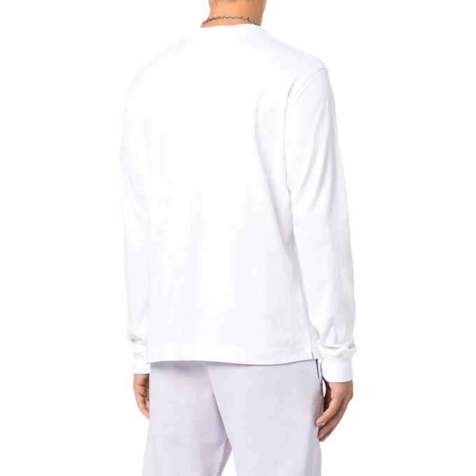 Camiseta blanca de manga larga con cuello redondo y estampado de logotipo a rayas de Off-White para hombre, colección primavera-verano 2022