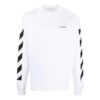 Camiseta blanca de manga larga con cuello redondo y rayas Off-White para hombre FW22