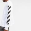 Camiseta blanca de manga larga con cuello redondo y rayas Off-White para hombre FW22