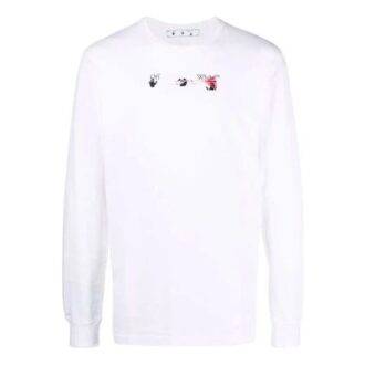 Camiseta blanca de manga larga con estampado de flechas para hombre de Off-White