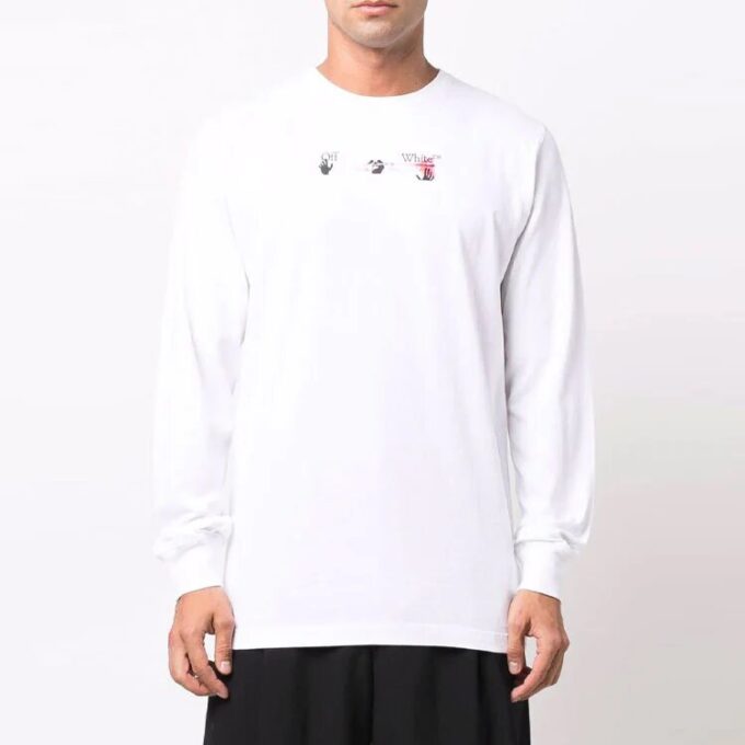 Camiseta blanca de manga larga con estampado de flechas para hombre de Off-White