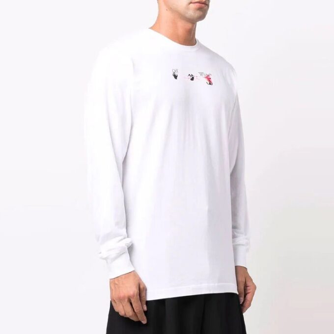 Camiseta blanca de manga larga con estampado de flechas para hombre de Off-White