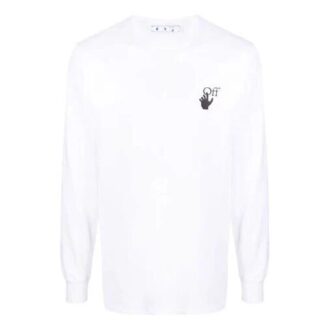 Camiseta blanca de manga larga con estampado de flechas y logotipo Off-White para hombre