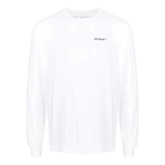 Camiseta blanca de manga larga con estampado de logotipo Off-White para hombre, colección primavera-verano 2022
