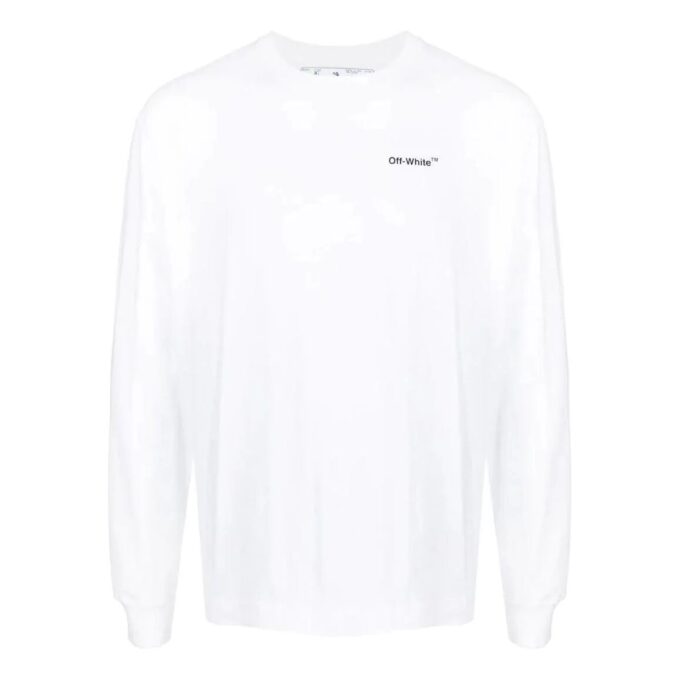 Camiseta blanca de manga larga con estampado de logotipo Off-White para hombre, colección primavera-verano 2022