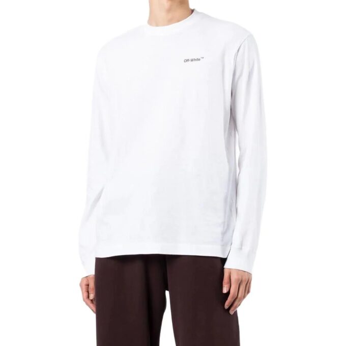 Camiseta blanca de manga larga con estampado de logotipo Off-White para hombre, colección primavera-verano 2022