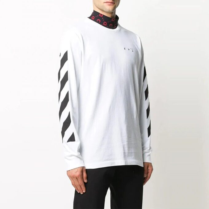 Camiseta blanca de manga larga estampada para hombre de Off-White