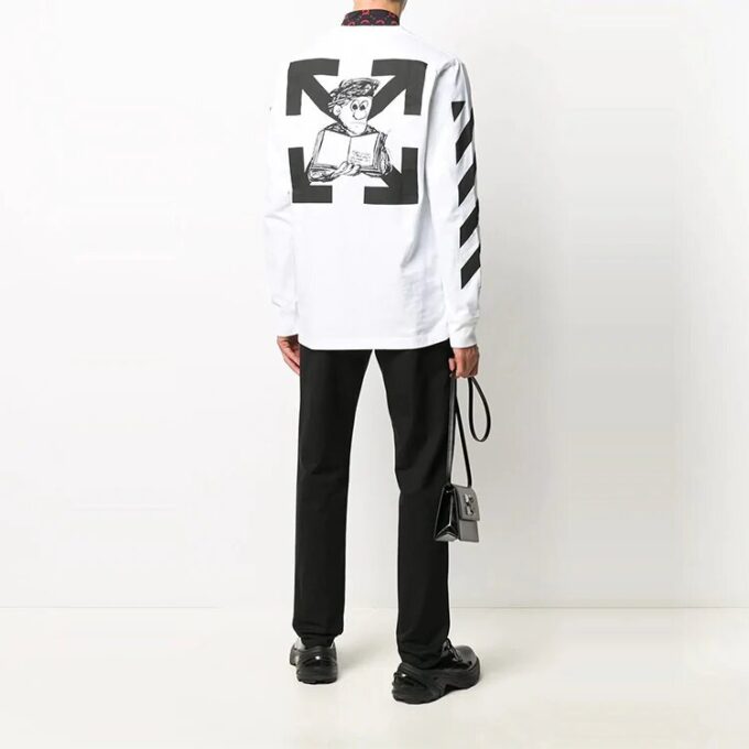 Camiseta blanca de manga larga estampada para hombre de Off-White
