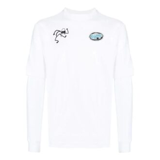Camiseta blanca de manga larga Off-White para hombre, colección primavera-verano 2022, con estampado minimalista de grafitis