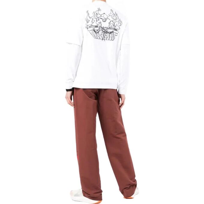 Camiseta blanca de manga larga Off-White para hombre, colección primavera-verano 2022, con estampado minimalista de grafitis