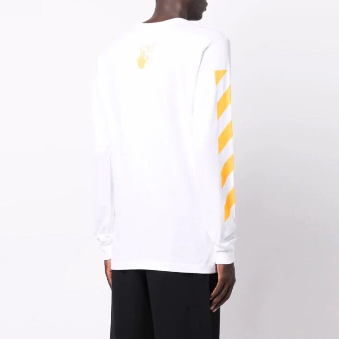 Camiseta blanca de manga larga Off-White para hombre FW21 con pintura de Caravaggio