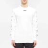 Camiseta blanca de manga larga y corte ajustado con tirantes de goma de Off-White para hombre, colección Otoño-Invierno 2021