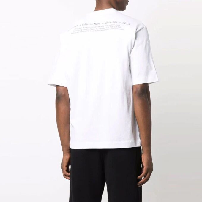 Camiseta blanca de pantalón corto con cuello redondo y estampado Off-White para hombre, colección FW21