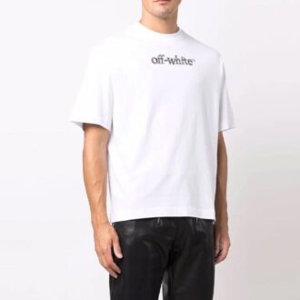 Camiseta blanca de pantalón corto holgada con estampado de logotipo para hombre de Off-White