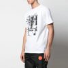 Camiseta blanca de pantalones cortos con cuello redondo y estampado de flechas, colección primavera-verano 2022