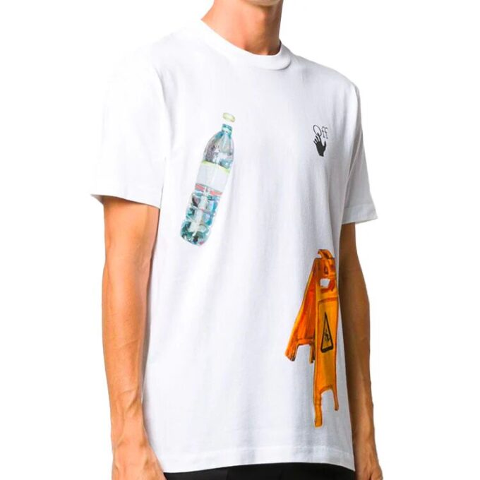 Camiseta casual con aplique Pascal para hombre, color blanco