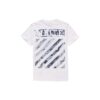Camiseta casual de manga corta con cuello redondo y estampado de ondas alfabéticas, color blanco