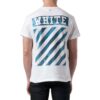 Camiseta casual de manga corta con cuello redondo y estampado de ondas alfabéticas, color blanco
