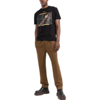 Camiseta casual de manga corta Off-White para hombre FW22 con estampado del personaje Caravaggio Arrow en negro