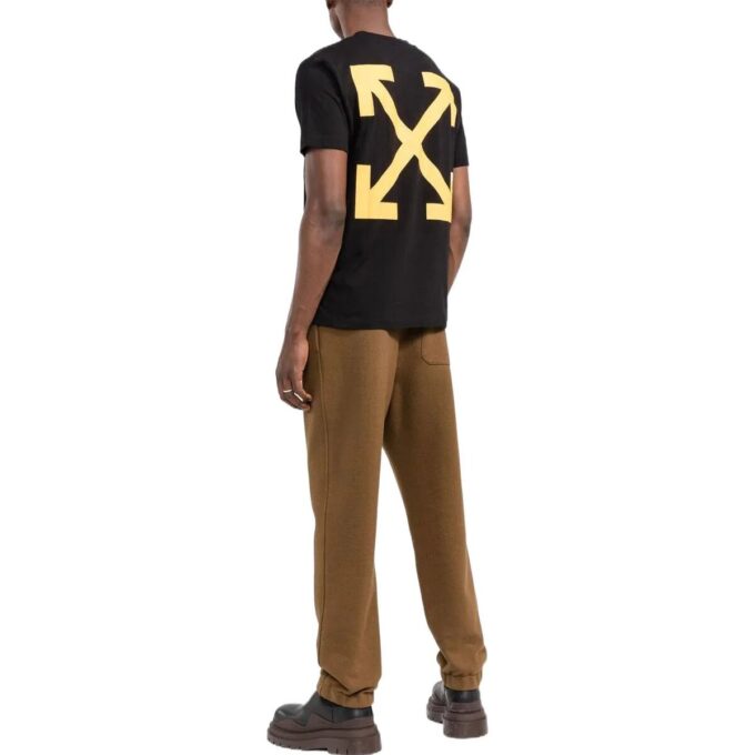 Camiseta casual de manga corta Off-White para hombre FW22 con estampado del personaje Caravaggio Arrow en negro