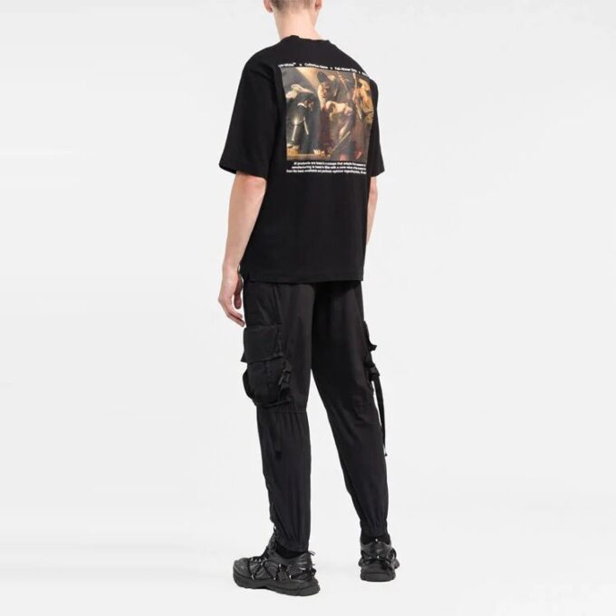 Camiseta casual de manga corta y corte recto para hombre de Off-White con estampado de letras del alfabeto, color blanco
