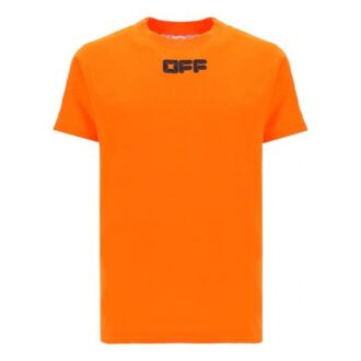 Camiseta clásica con estampado del logotipo, manga corta, naranja