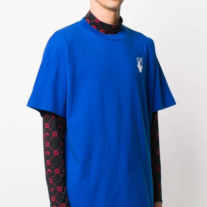 Camiseta con aplique de doble flecha para hombre, azul