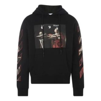Camiseta con capucha de manga larga con diseño de pintura FW21, versión estándar, negra