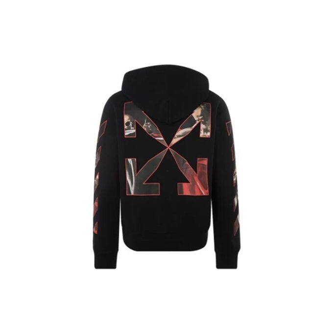 Camiseta con capucha de manga larga con diseño de pintura FW21, versión estándar, negra