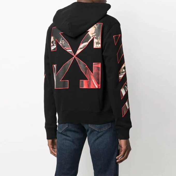 Camiseta con capucha de manga larga con diseño de pintura FW21, versión estándar, negra