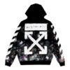 Camiseta con capucha y cremallera, estampado de flecha de graffiti, manga larga, versión estándar, negro