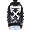 Camiseta con capucha y cremallera, estampado de flecha de graffiti, manga larga, versión estándar, negro