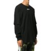 Camiseta con estampado de cara humana en la espalda, cuello redondo, negro