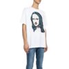 Camiseta con estampado de la Mona Lisa, pantalones cortos, talla grande, color blanco