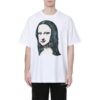 Camiseta con estampado de la Mona Lisa, pantalones cortos, talla grande, color blanco