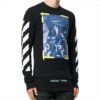 Camiseta con estampado en el pecho, manga larga, negro