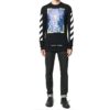 Camiseta con estampado en el pecho, manga larga, negro